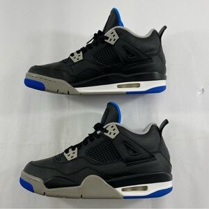 NIKE AIR JORDAN 4 Retro BG 408452-006 Size 7Y Black Blue Motorsport Alternate